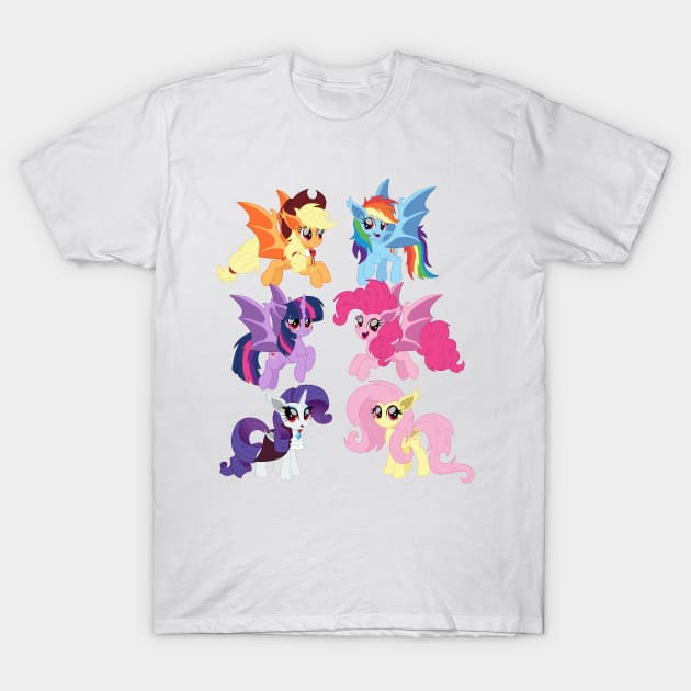 Mane 6 bat ponies T-Shirt by CloudyGlow
